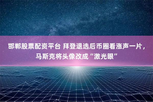 邯郸股票配资平台 拜登退选后币圈看涨声一片，马斯克将头像改成“激光眼”